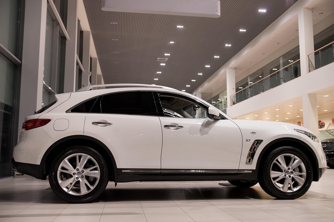 SUV blanc chez un concessionnaire SUV blanc chez un concessionnaire