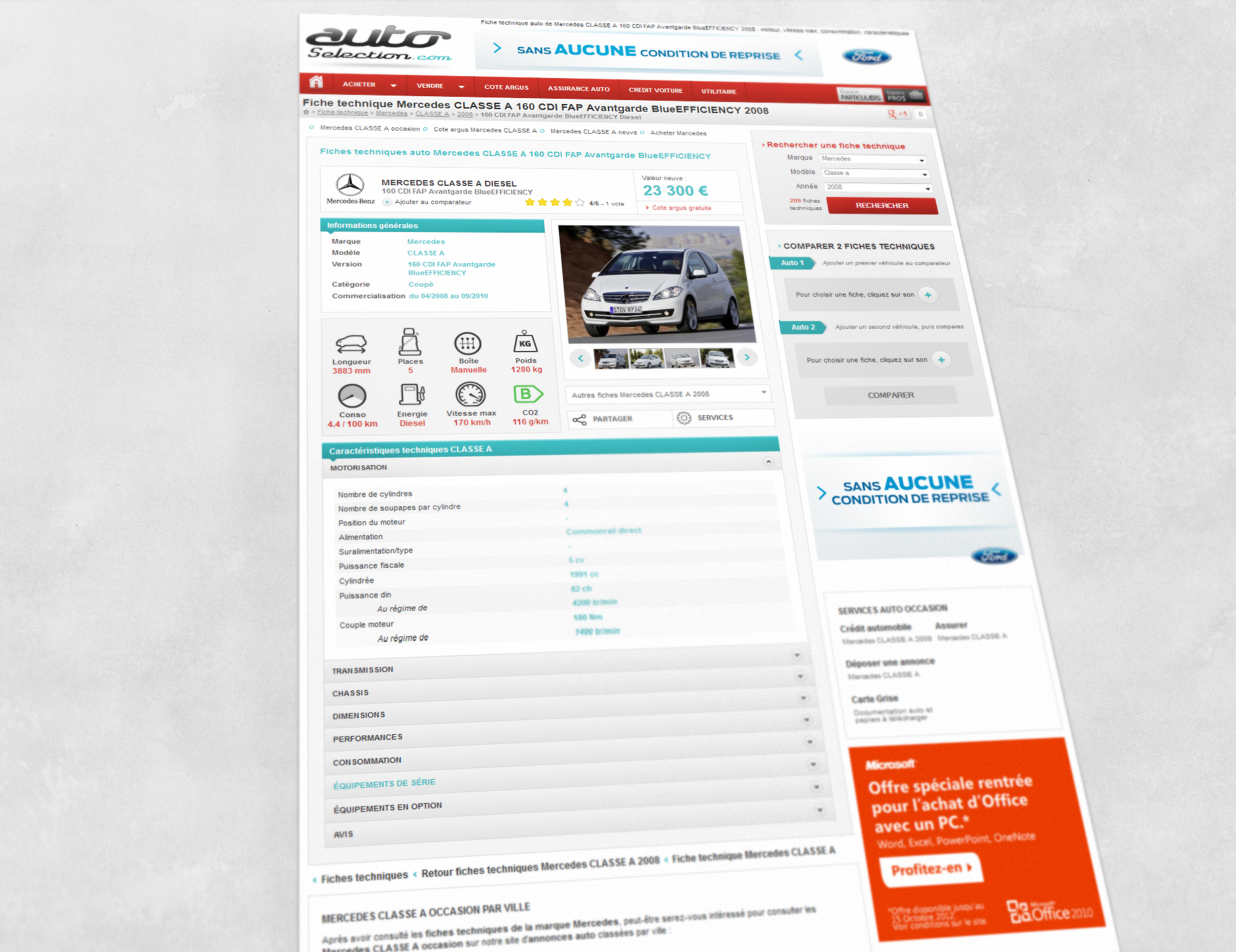 fiche technique auto s&eacute;lection