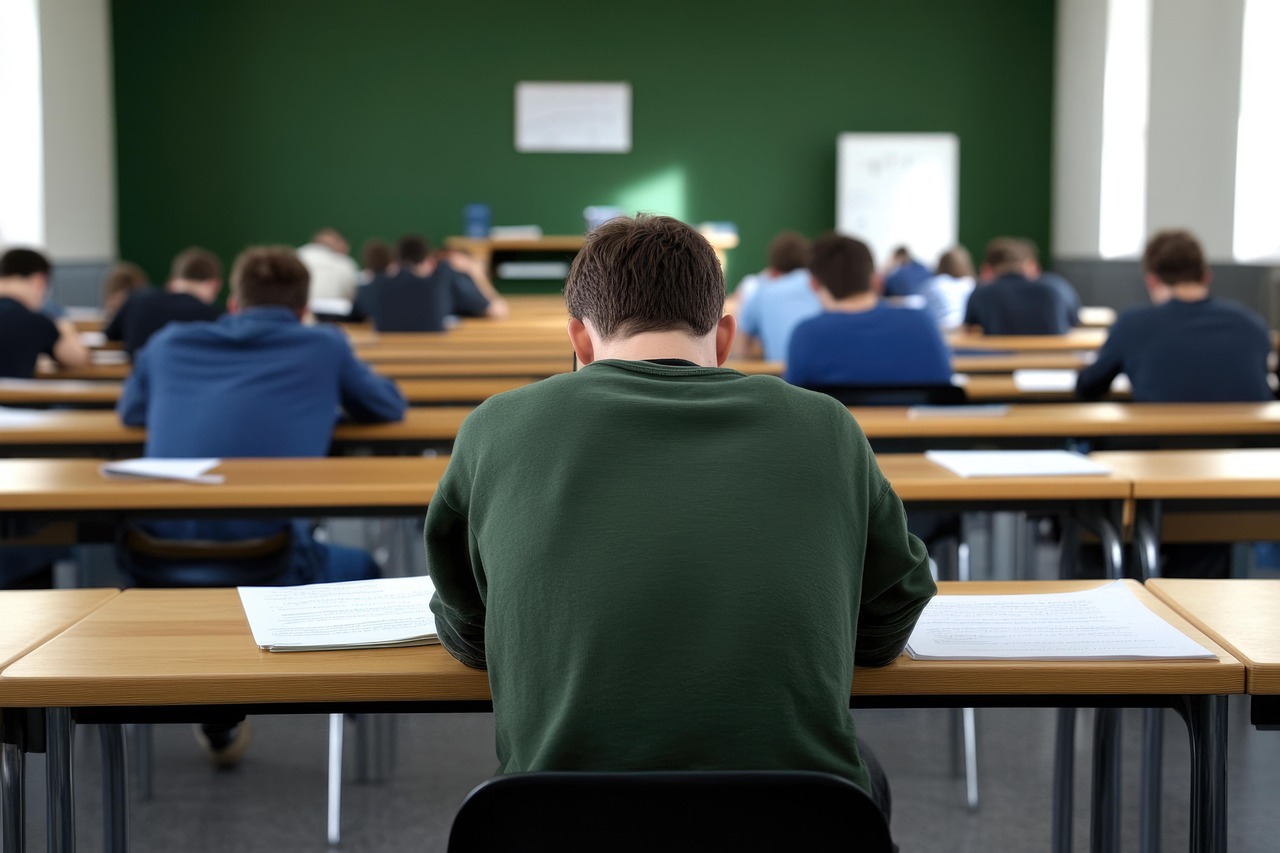 Futur jeune conducteur passant l'examen du code de la route